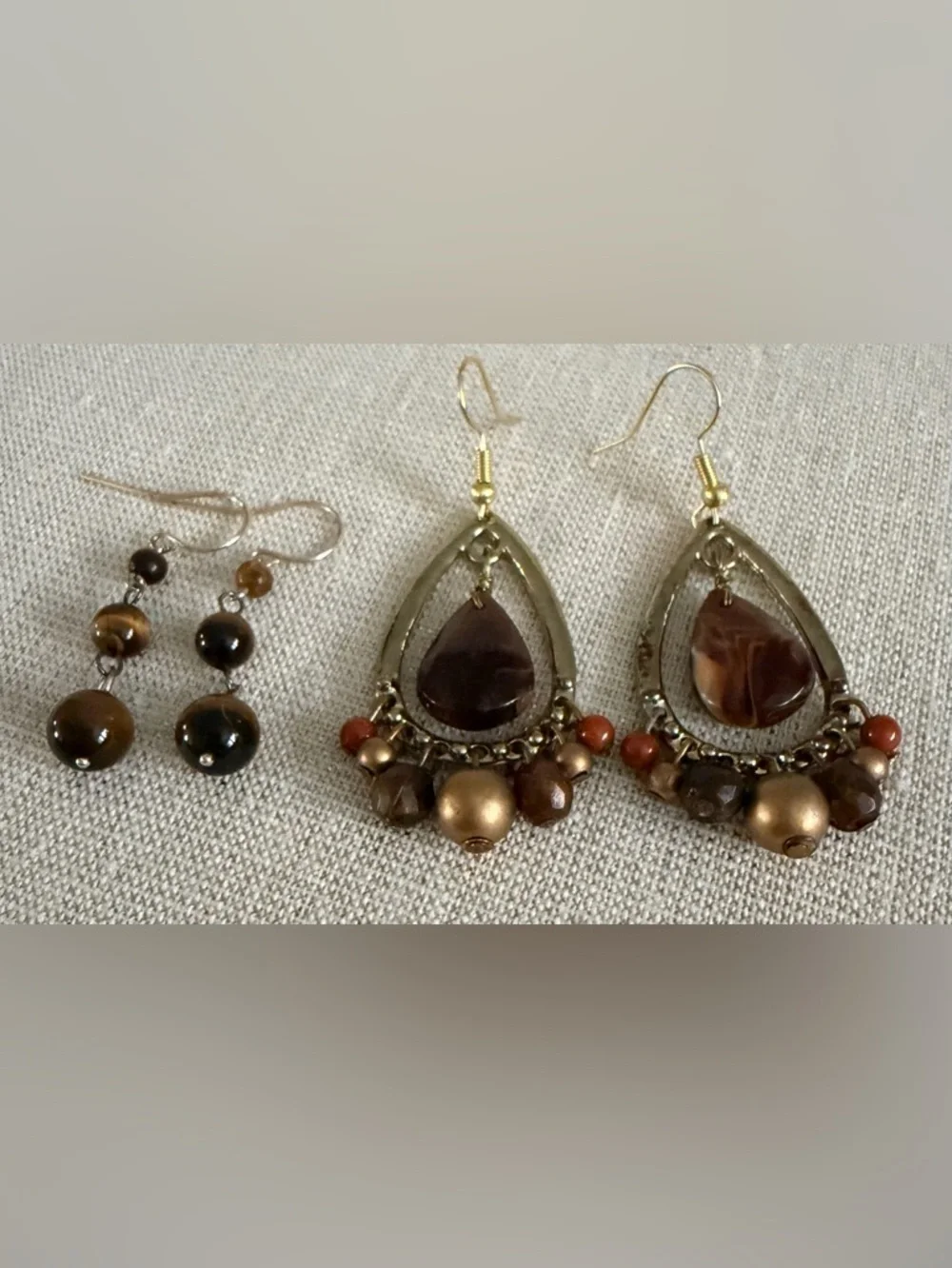 Brown Teardrop Bead Dangle Earrings - Women Jewelry